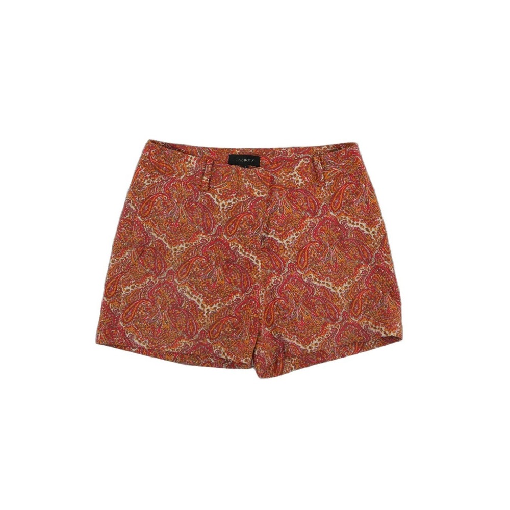 Talbots Shorts Women's Size 8 Pink Orange Paisley Print Cotton Stretch